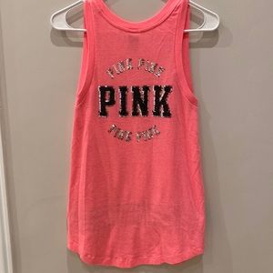 PINK sequined tank top/muscle tee